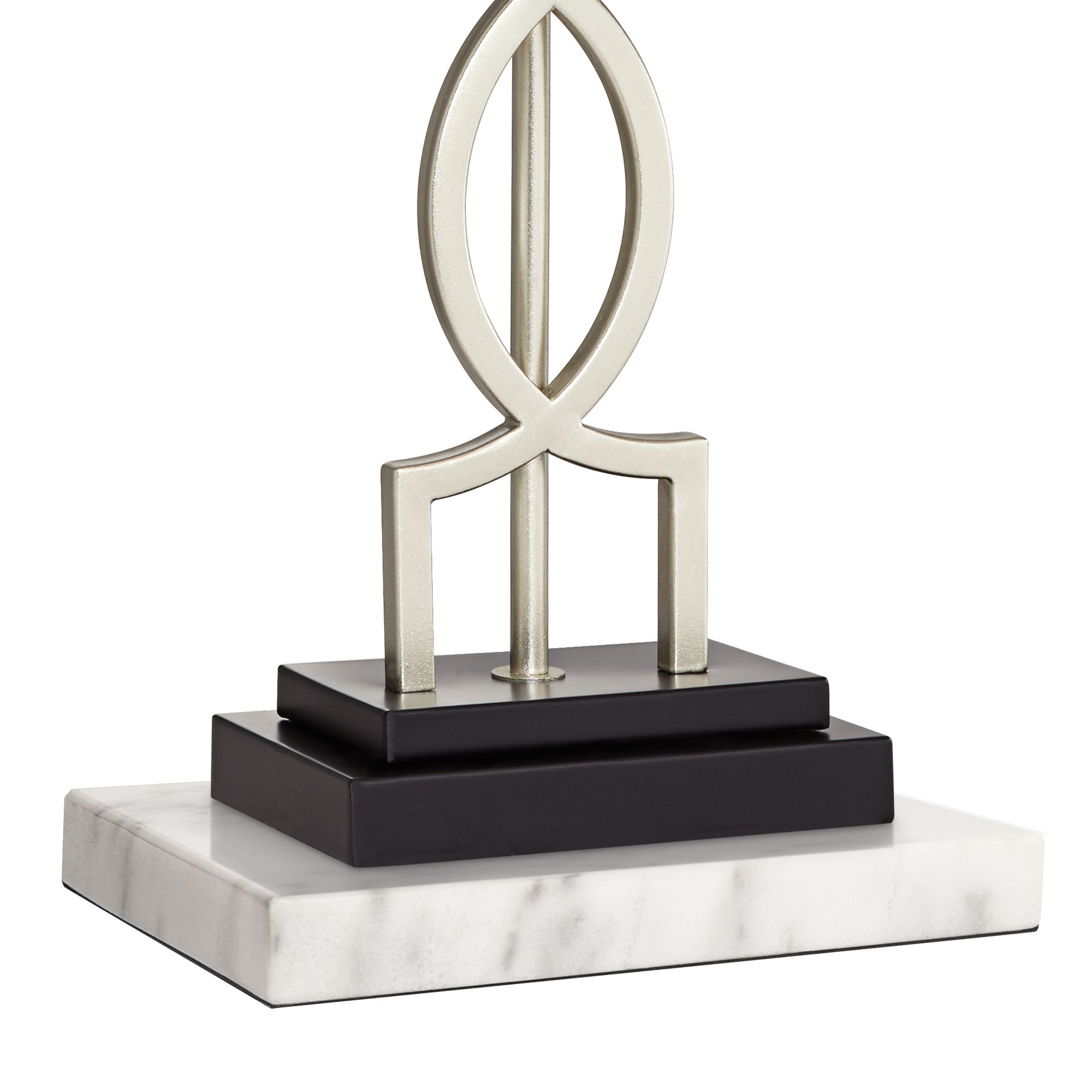 Image 5 Possini Euro Evan Brushed Nickel Lamps with White Marble Risers Set of 2 more views