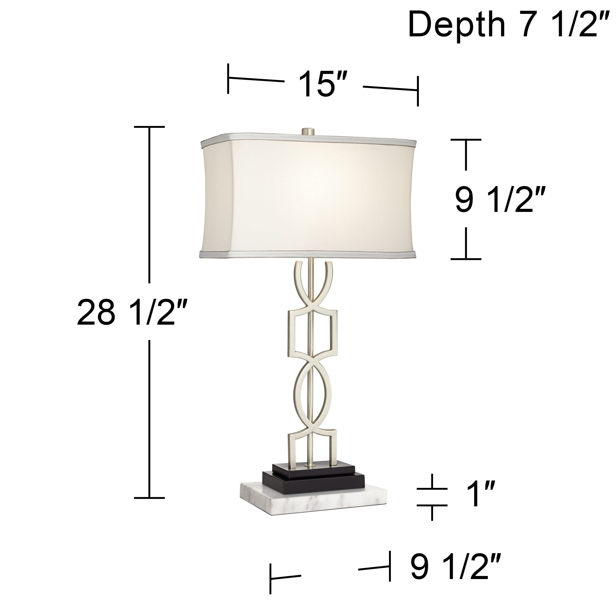 Possini Euro Evan Brushed Nickel Lamps with White Marble Risers Set of 2