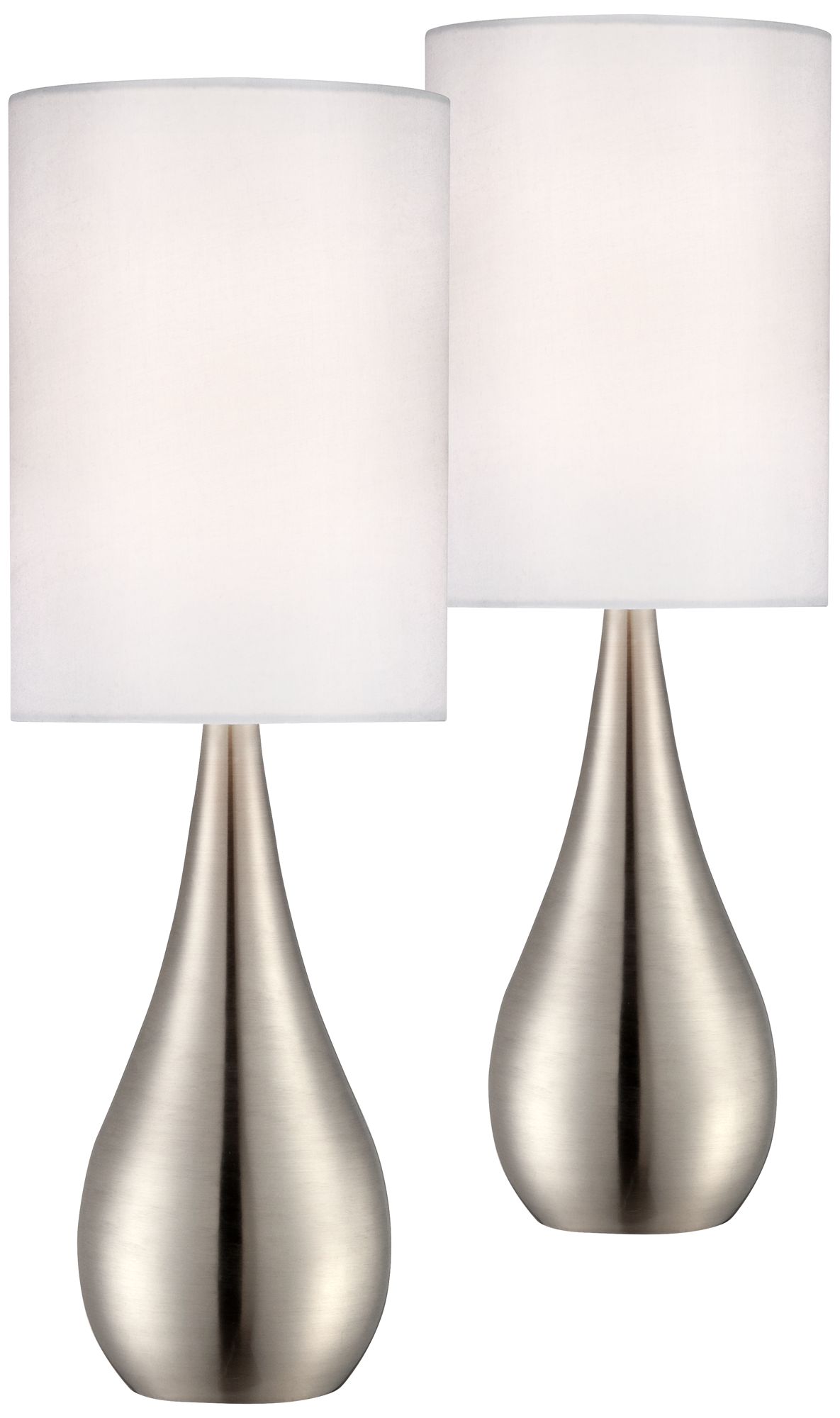 Image 2 Possini Euro Evans 21" Teardrop Brushed Nickel Table Lamps Set of 2