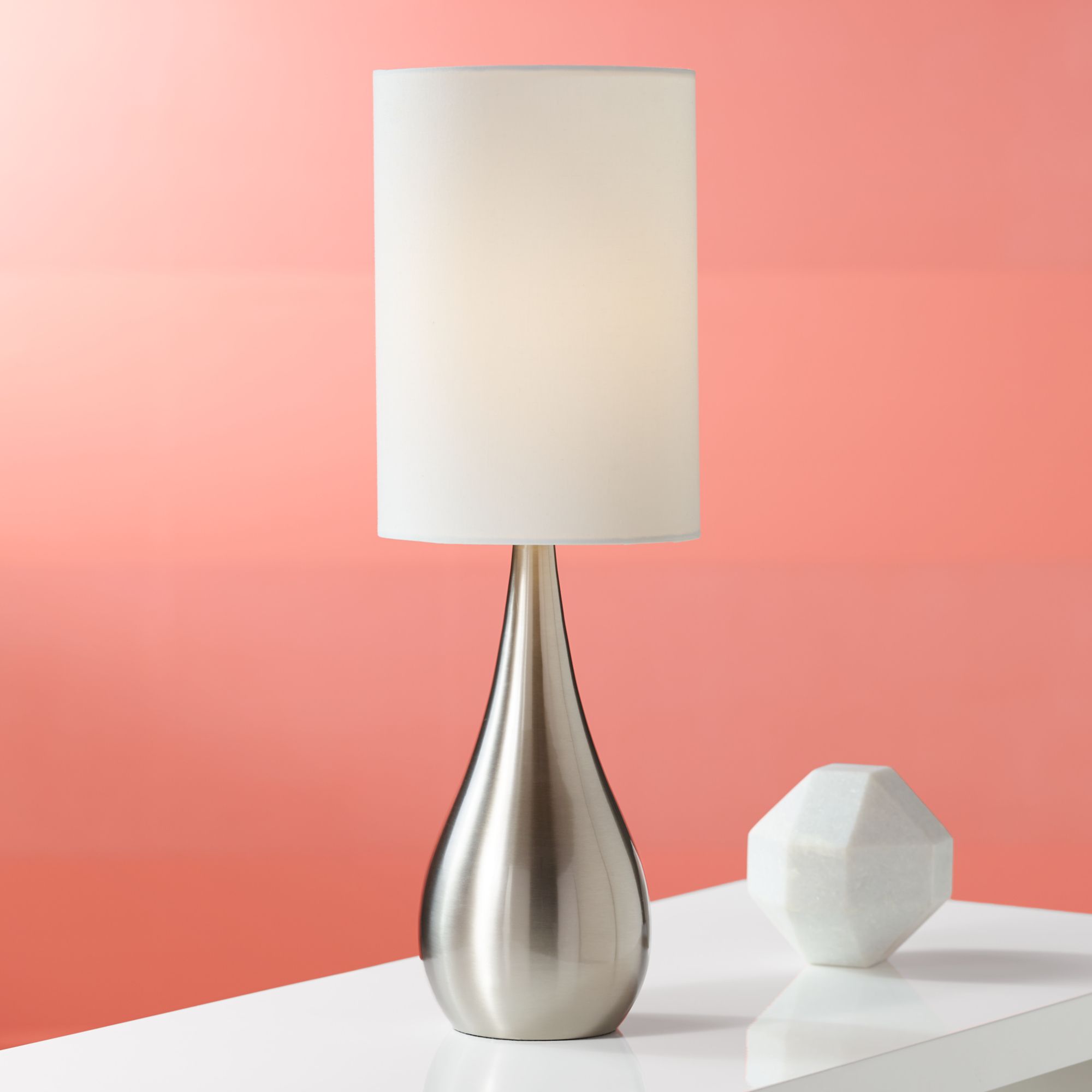 Possini Euro Evans 21" Teardrop Brushed Nickel Table Lamps Set of 2