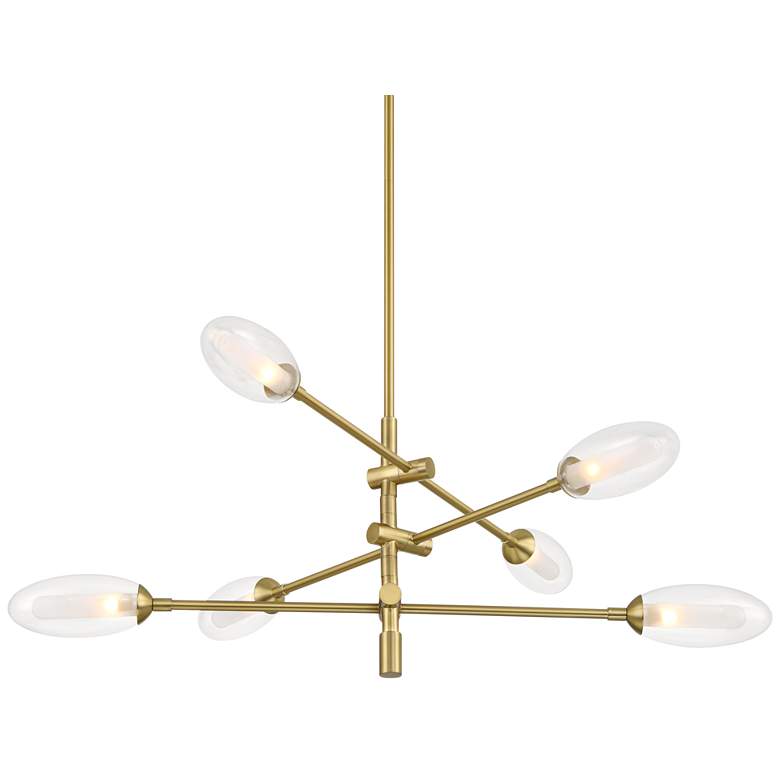 Image 2 Possini Euro Evelyn 33"W Brushed Gold 6-Light LED Sputnik Chandelier
