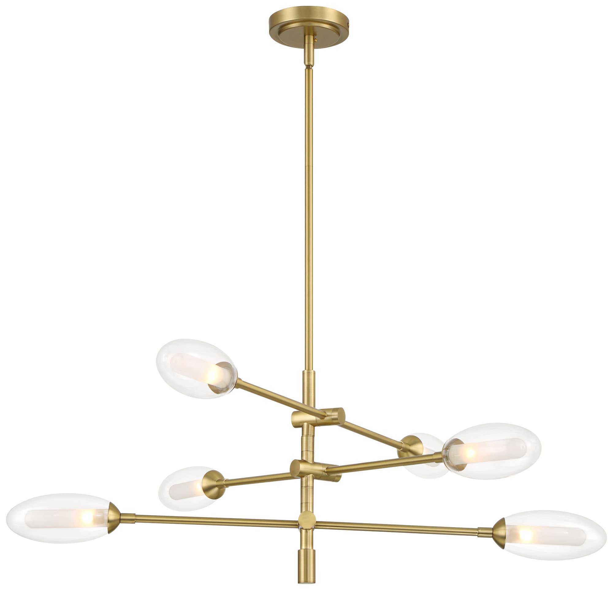 Watch A Video About the Evelyn 33 W Brushed Gold 6 Light LED Sputnik Chandelier