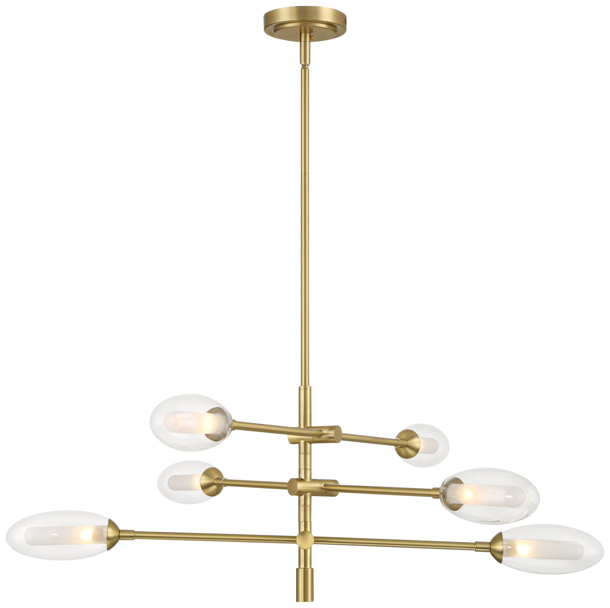 Watch A Video About the Evelyn 33 W Brushed Gold 6 Light LED Sputnik Chandelier