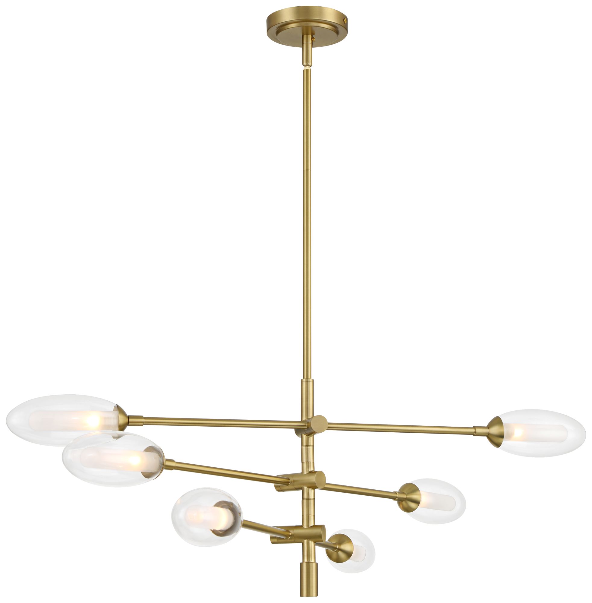 Watch A Video About the Evelyn 33 W Brushed Gold 6 Light LED Sputnik Chandelier