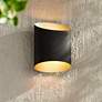 2_Possini Euro Everard 10" High Black and Gold LED Outdoor Wall Light