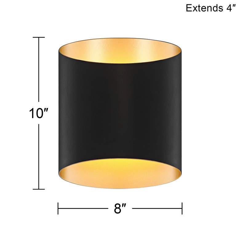Image 7 Possini Euro Everard 10" High Black and Gold LED Wall Sconce Set of 2 more views