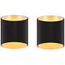 3_Possini Euro Everard 10"H Black Gold LED Outdoor Wall Light Set of 2