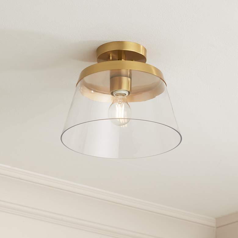 Image 1 Possini Euro Everly 12" Wide Warm Brass Ceiling Light