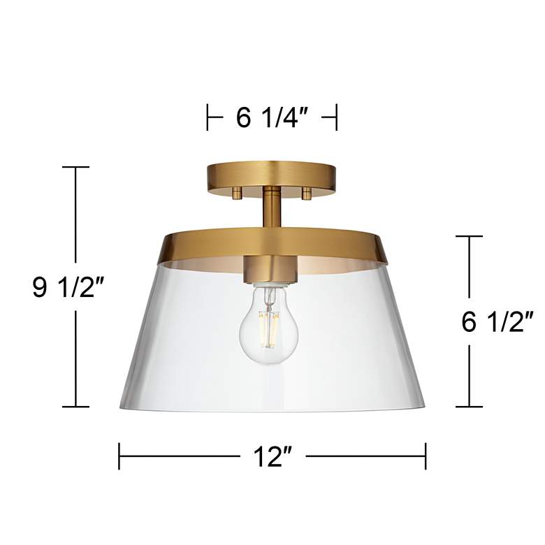 Image 7 Possini Euro Everly 12" Wide Warm Brass Ceiling Light more views