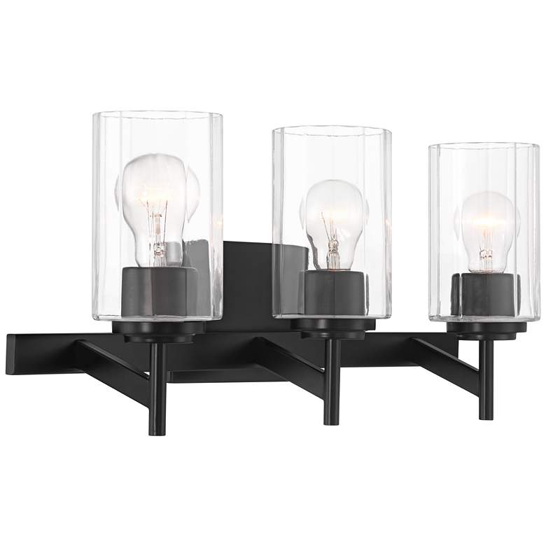 Image 7 Possini Euro Evette 21" Wide Black 3-Light Bath Light more views