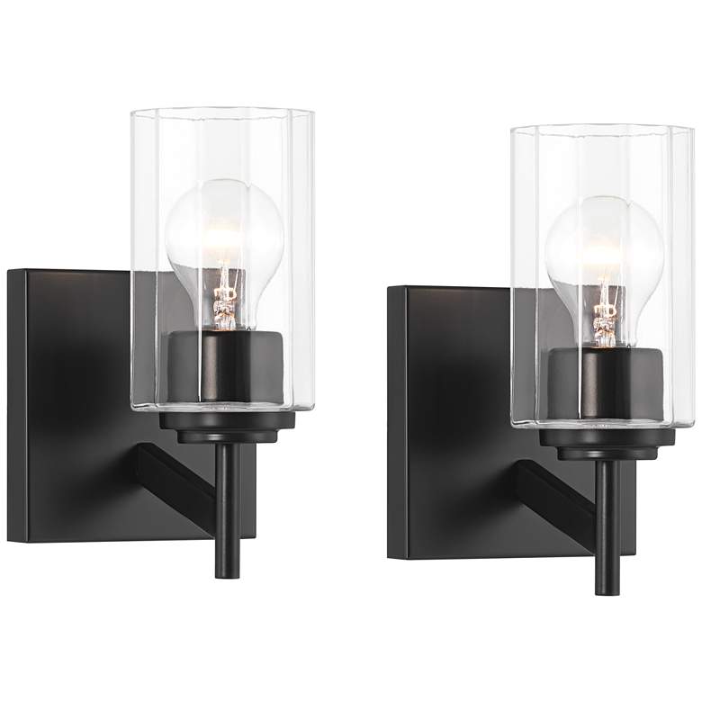 Image 2 Possini Euro Evette 9 1/4" High Black Wall Sconce Set of 2