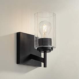 Image1 of Possini Euro Evette 9 1/4" High Black Wall Sconce
