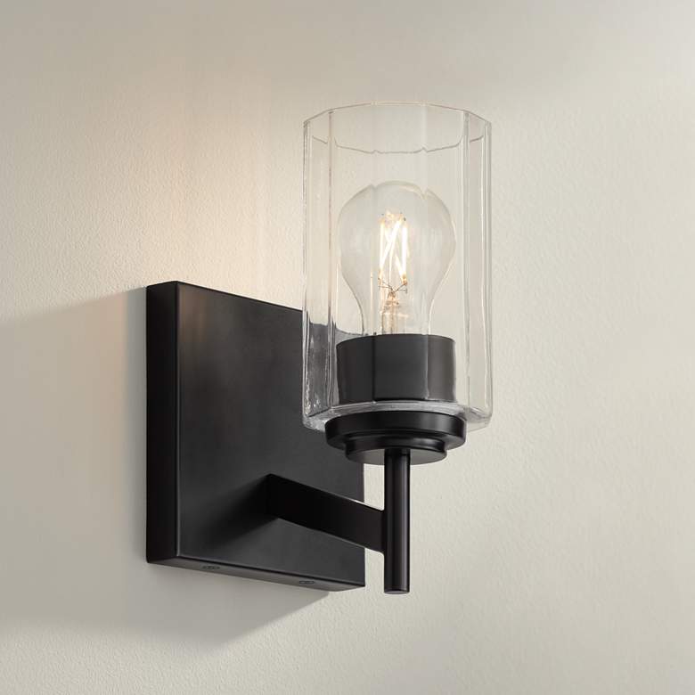Image 1 Possini Euro Evette 9 1/4" High Black Wall Sconce