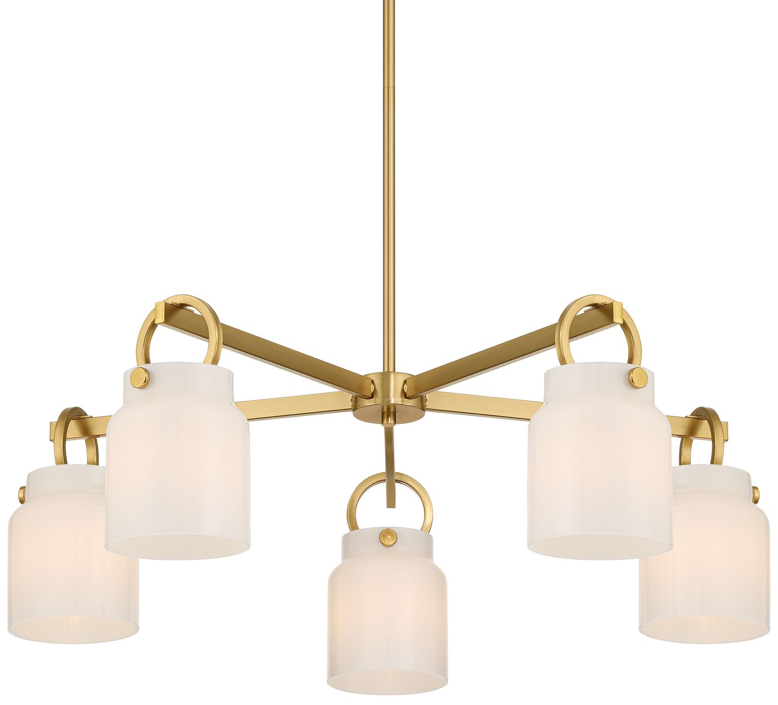 Image 2 Possini Euro Evora 30" Wide Brass and Opal Glass 5-Light Chandelier