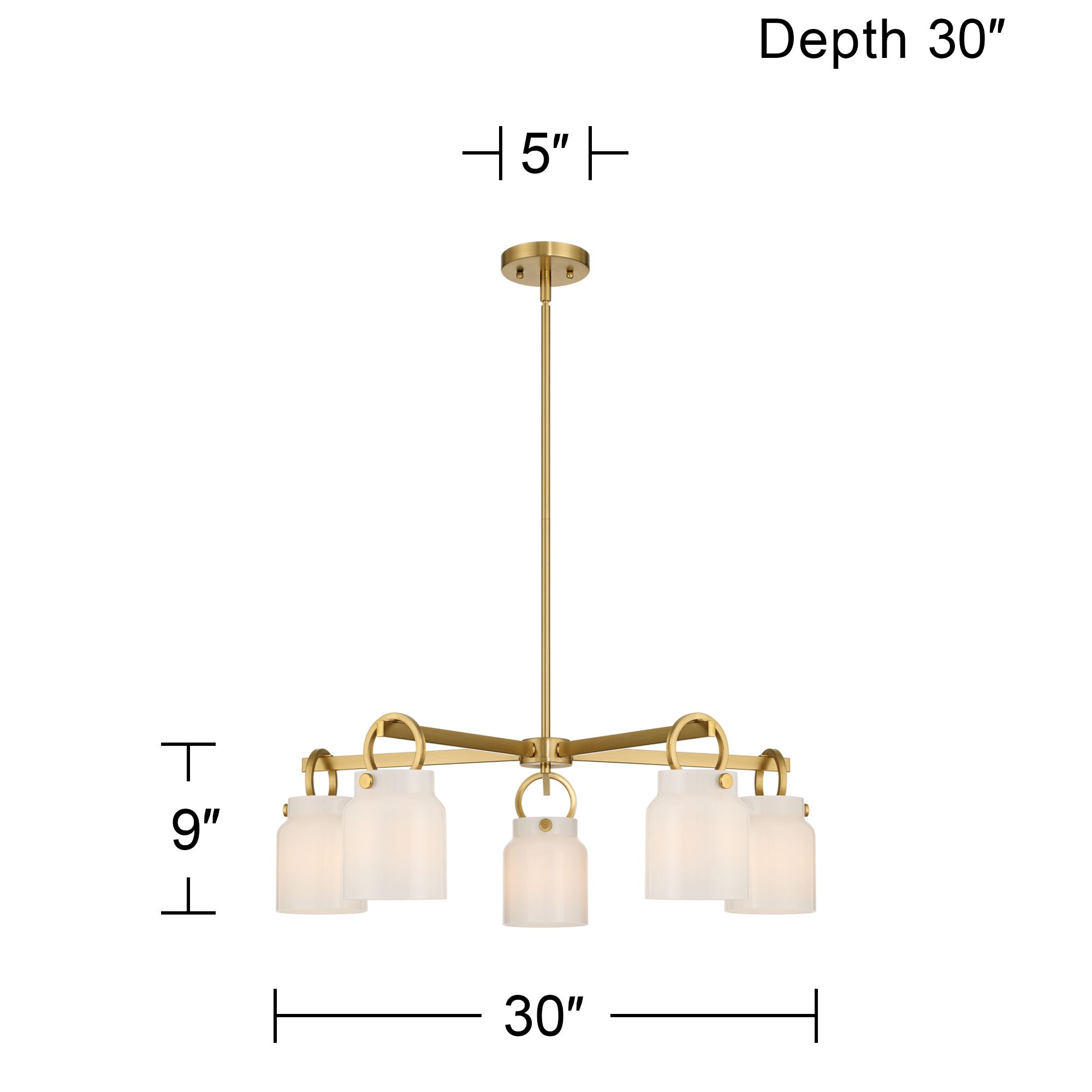 Possini Euro Evora 30" Wide Brass and Opal Glass 5-Light Chandelier