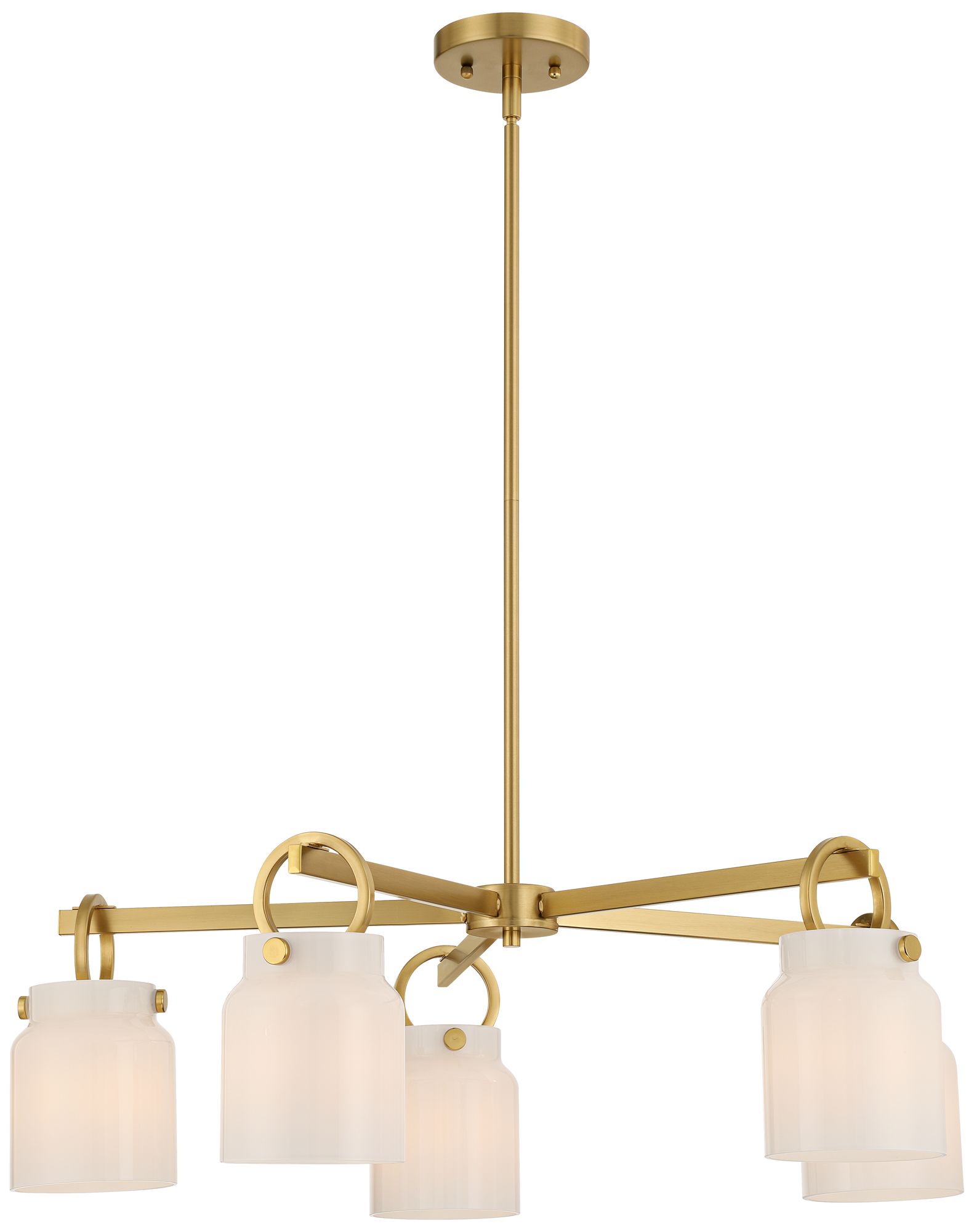 Possini Euro Evora 30" Wide Brass and Opal Glass 5-Light Chandelier