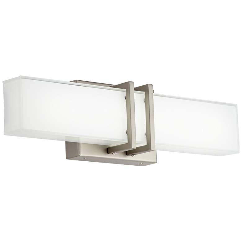 Image 3 Possini Euro Exeter 17" High Nickel and Glass Modern LED Bath Light