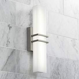 Image2 of Possini Euro Exeter 17" High Nickel and Glass Modern LED Bath Light