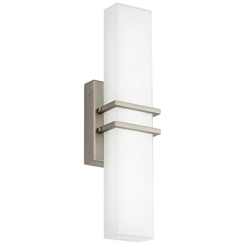 Image 7 Possini Euro Exeter 17" High Nickel and Glass Modern LED Bath Light more views