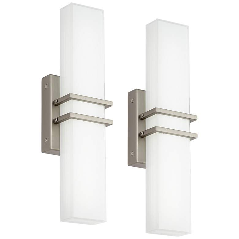 Image 2 Possini Euro Exeter 17" High Nickel LED Bathroom Light Set of 2