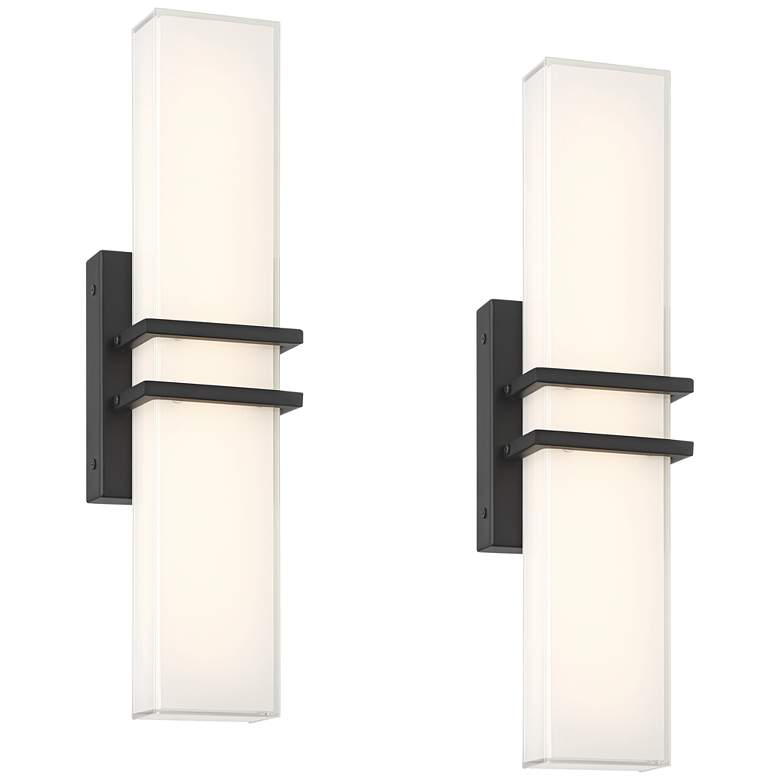 Image 2 Possini Euro Exeter 17" Wide Black LED Bathroom Vanity Light Set of 2
