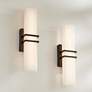 1_Possini Euro Exeter 17" Wide Black LED Bathroom Vanity Light Set of 2