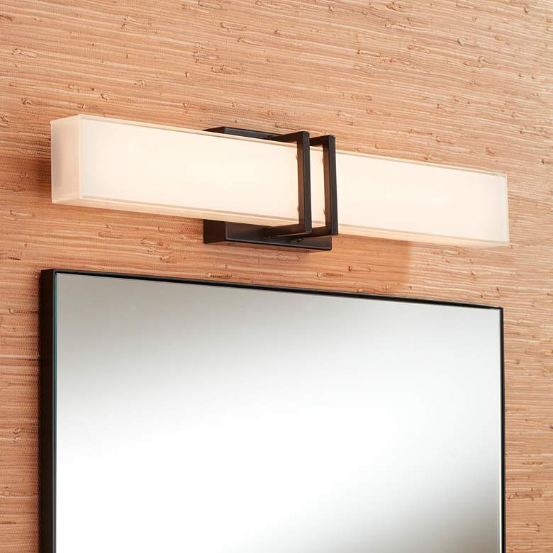 Image 7 Possini Euro Exeter 24 inch High Black LED Bathroom Vanity Light Set of 2 more views