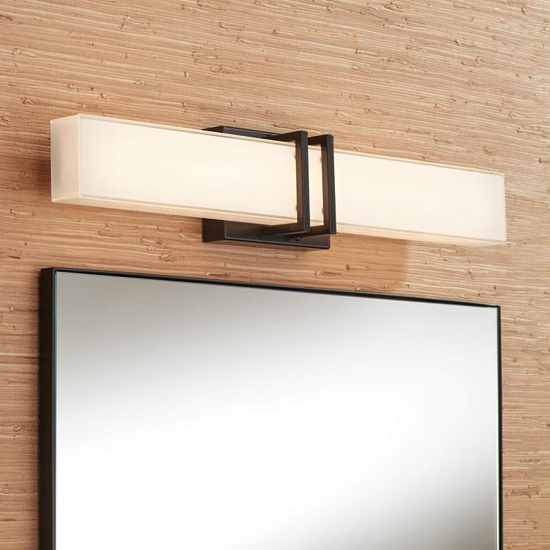 Image 1 Possini Euro Exeter 24 inch Wide Black LED Bathroom Vanity Light