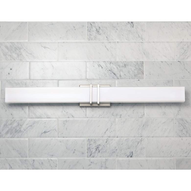 Image 7 Possini Euro Exeter 36" High Nickel LED Modern Bathroom Light Set of 2 more views