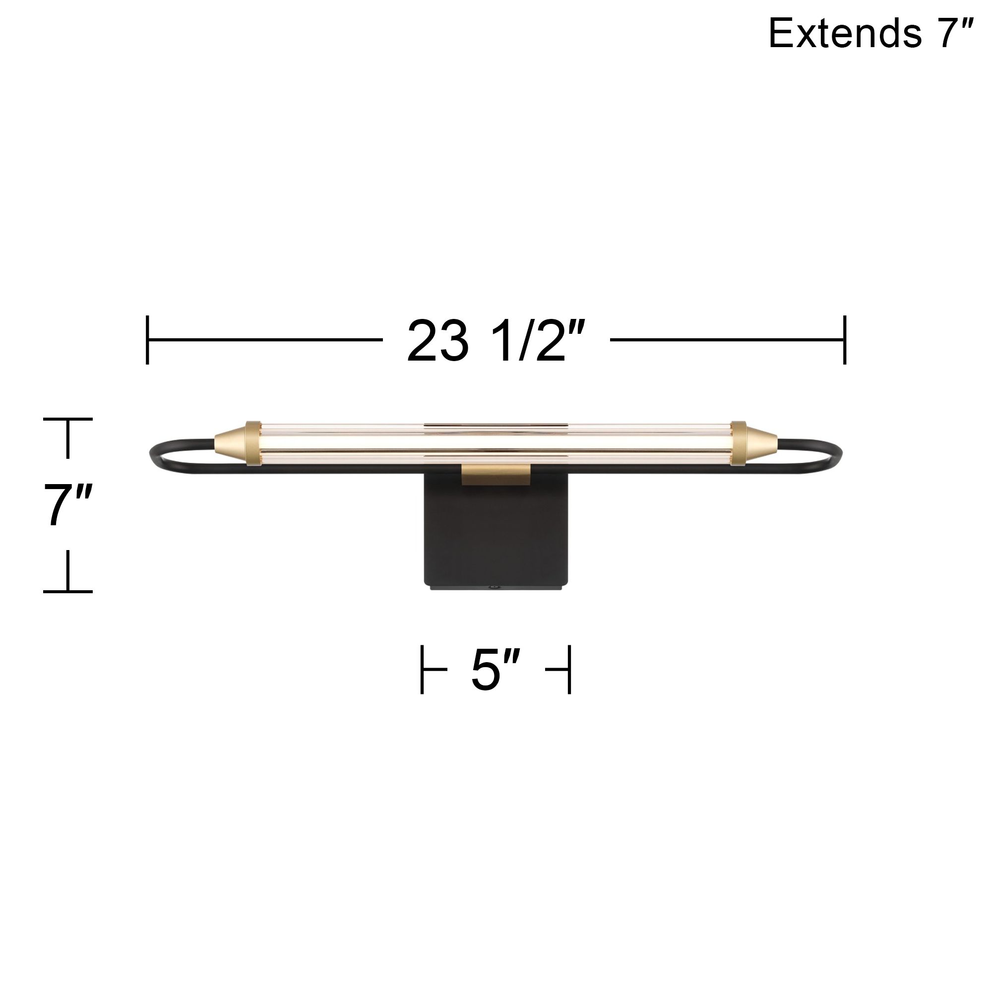 Possini Euro Ezra 23 1/2" Wide Matte Black and Gold LED Bath Light in scene