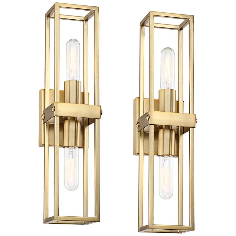 Image 2 Possini Euro Fabrian 18 1/4" Brass Modern Luxe Wall Sconce Set of 2