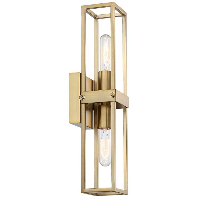 Image 5 Possini Euro Fabrian 18 1/4 inch Brass Modern Luxe Wall Sconce Set of 2 more views