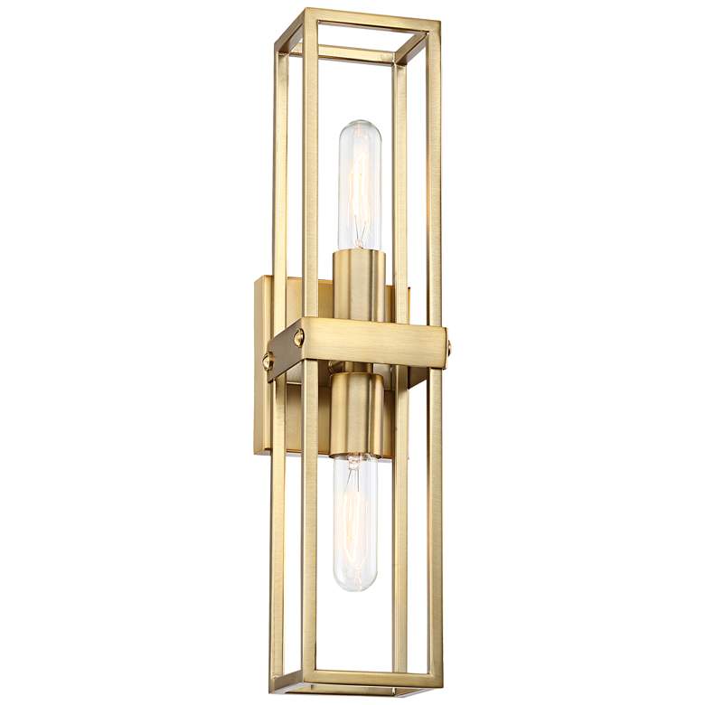 Image 3 Possini Euro Fabrian 18 1/4 inch High Brass Modern Luxe Wall Sconce