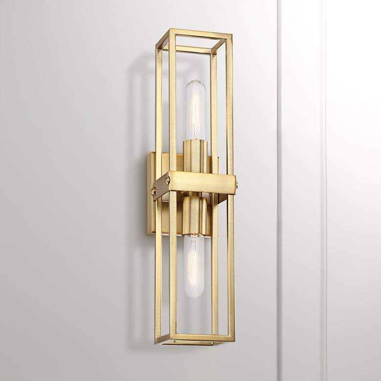 Image 2 Possini Euro Fabrian 18 1/4 inch High Brass Modern Luxe Wall Sconce