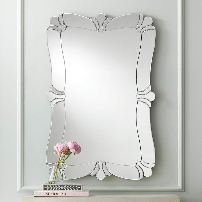 Image 1 Possini Euro Fabrina Silver 26" x 40" Rectangular Wall Mirror