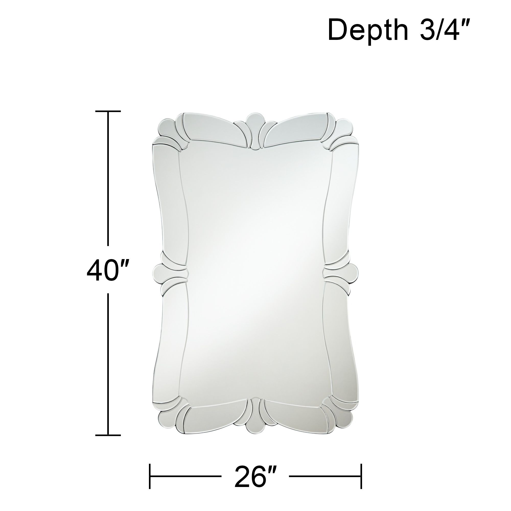 Possini Euro Fabrina Silver 26" x 40" Rectangular Wall Mirror