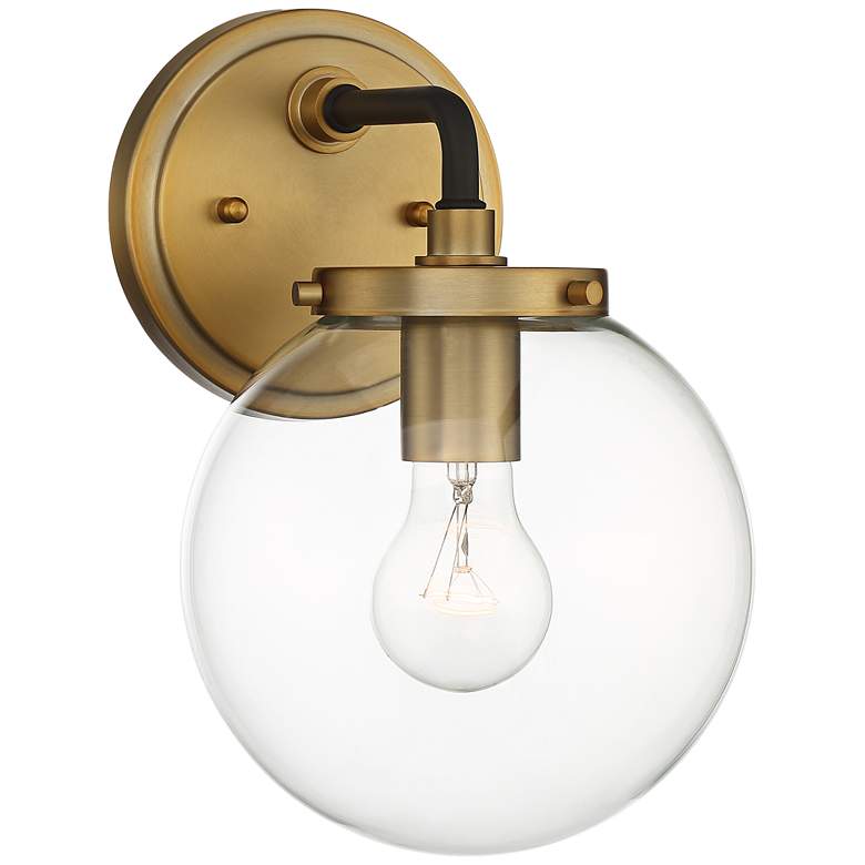 Image 1 Possini Euro Fairling 10 1/2" High Gold Glass Globe Wall Sconce