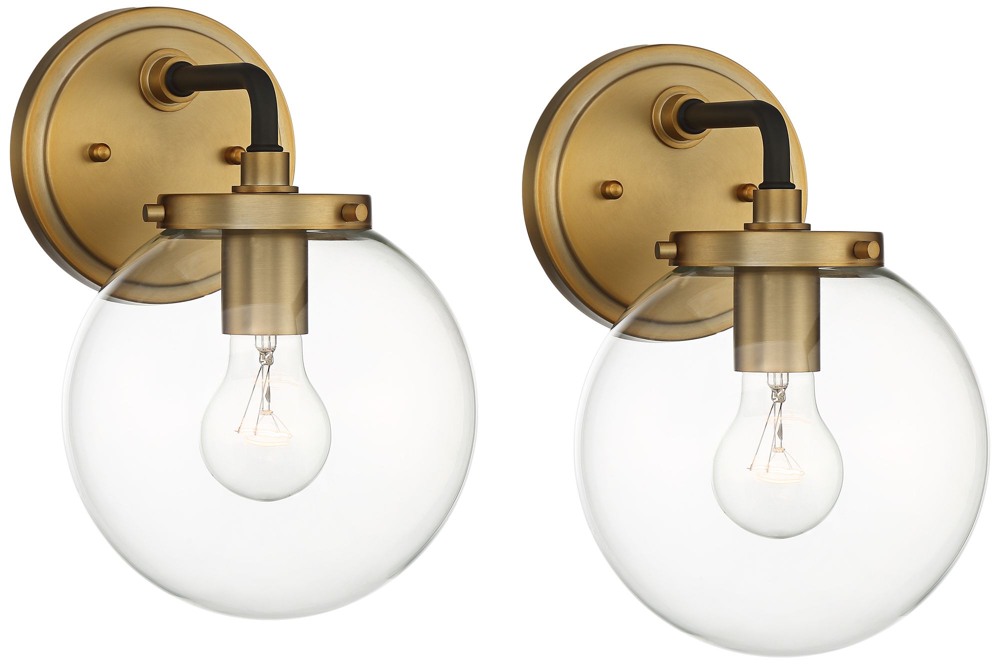 Image Possini Euro Fairling 10 1/2" High Gold Globe Wall Sconce Set of 2