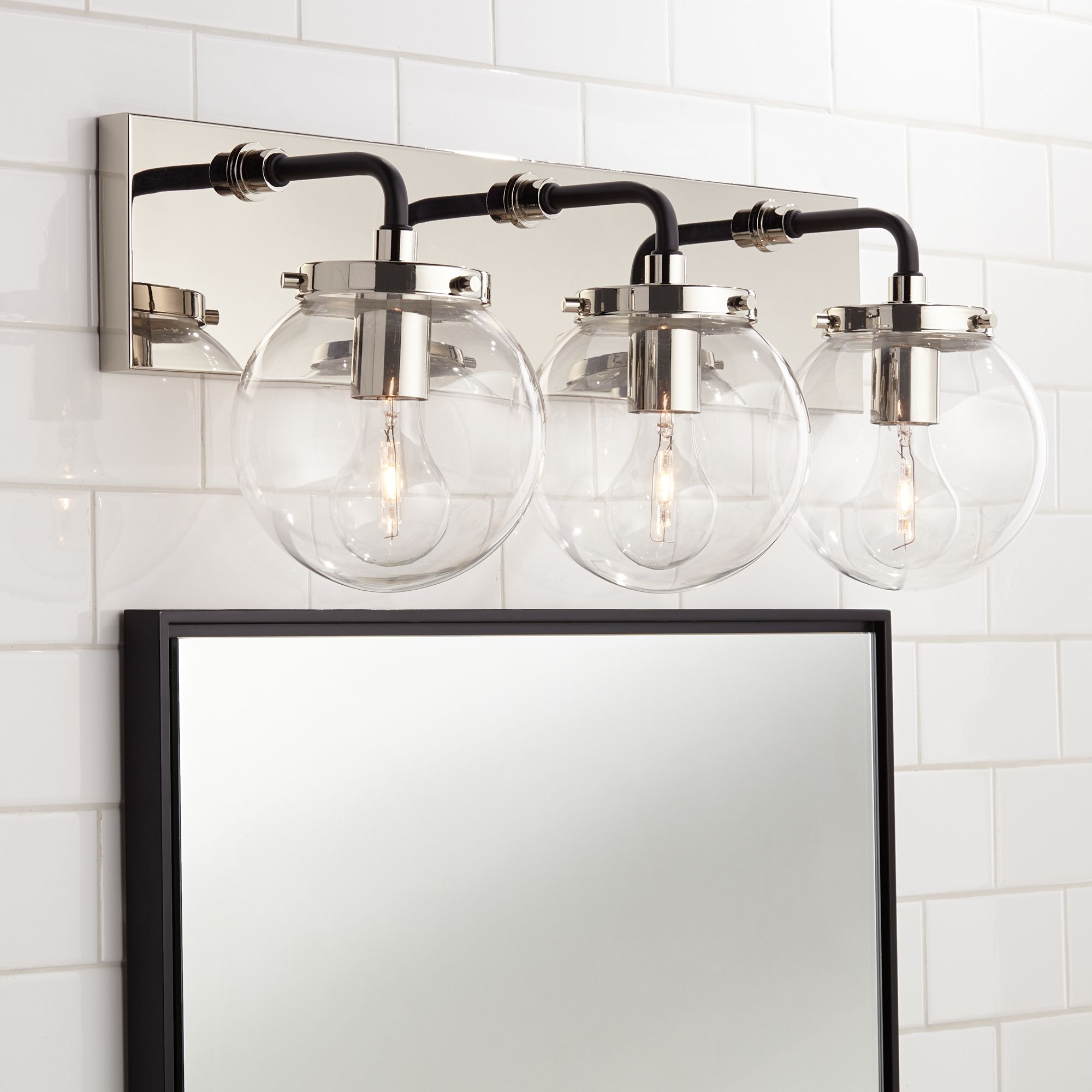 silver light fixtures for bathroom