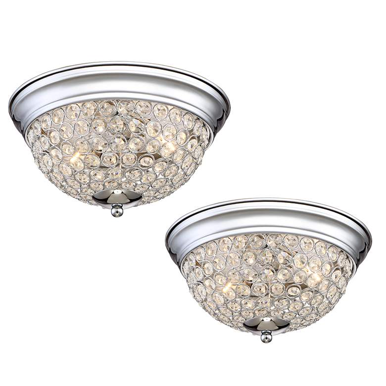 Image 2 Possini Euro Faith Chrome-Crystal Ceiling Lights Set of 2