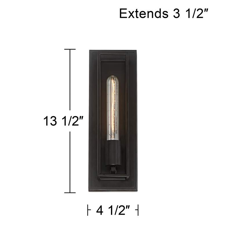 Image 7 Possini Euro Faizah 13 1/2" High Bronze Box Wall Sconce more views