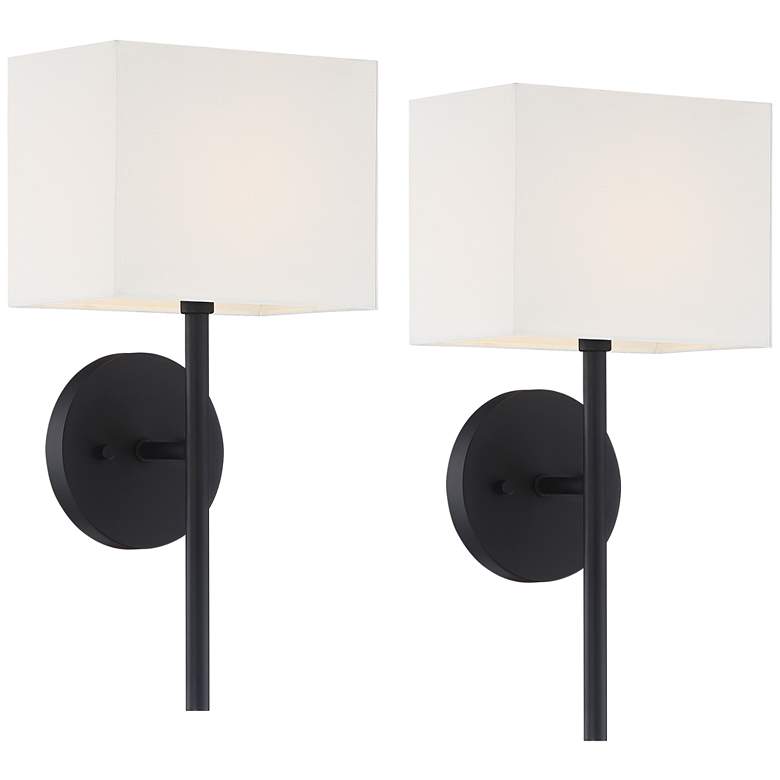 Image 2 Possini Euro Favreau 16 1/4 inch High Black Wall Sconce Set of 2