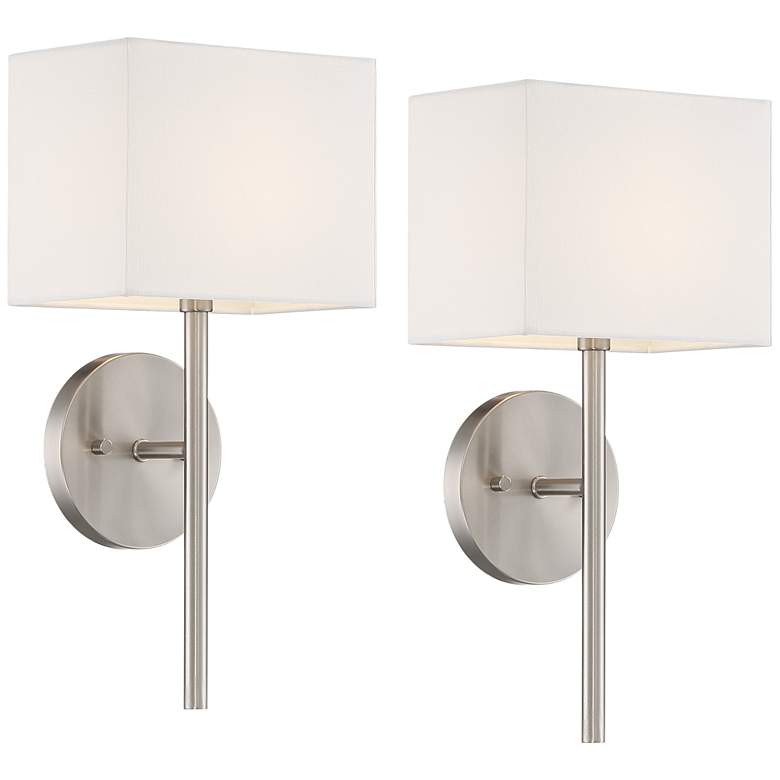 Image 2 Possini Euro Favreau 16 1/4" High Brushed Nickel Wall Sconce Set of 2