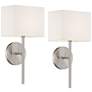 2_Possini Euro Favreau 16 1/4" High Brushed Nickel Wall Sconce Set of 2