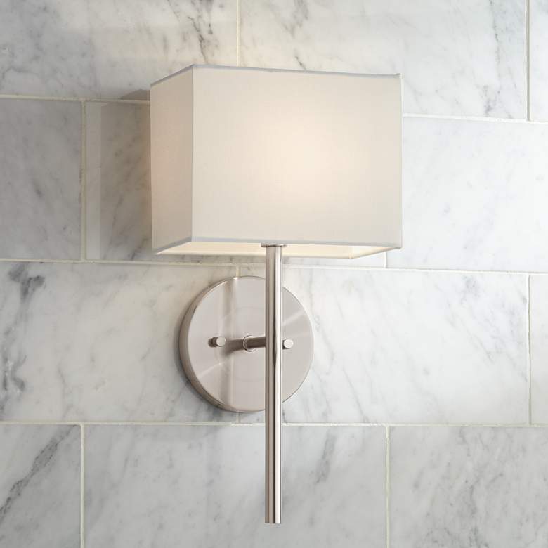 Image 1 Possini Euro Favreau 16 1/4" High Brushed Nickel Wall Sconce