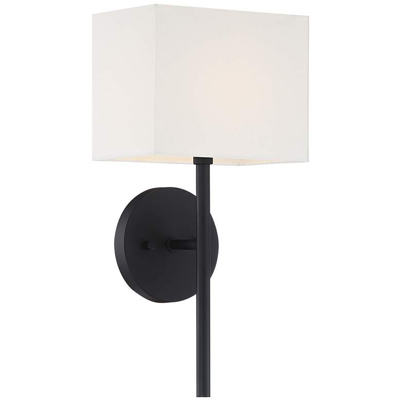 Image 2 Possini Euro Favreau 16 1/4" High Linen and Black Finish Wall Sconce
