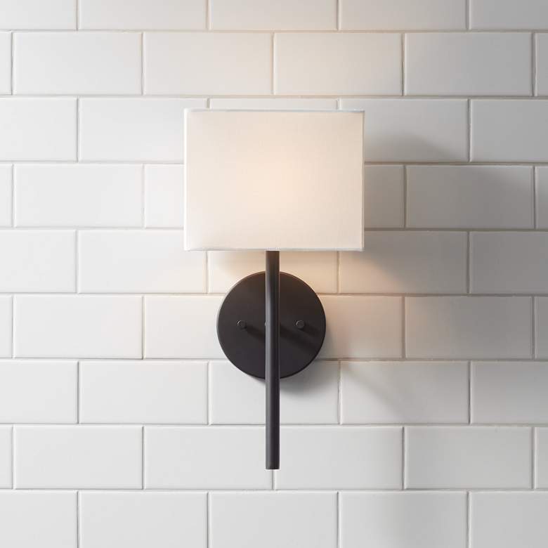 Image 7 Possini Euro Favreau 16 1/4" High Linen and Black Finish Wall Sconce more views