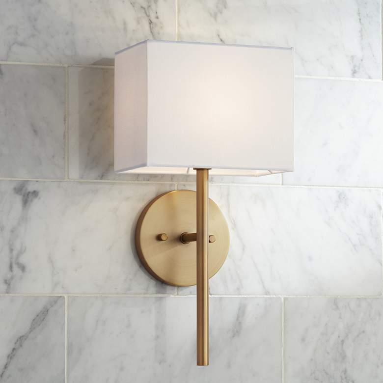 Image 7 Possini Euro Favreau 16 1/4" High Warm Brass Wall Sconce Set of 2 more views