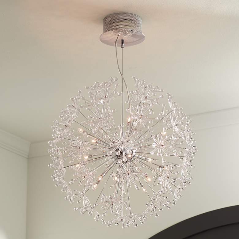 Image 1 Possini Euro Felicity 25 1/2" Wide Modern Chrome Flower Light Pendant