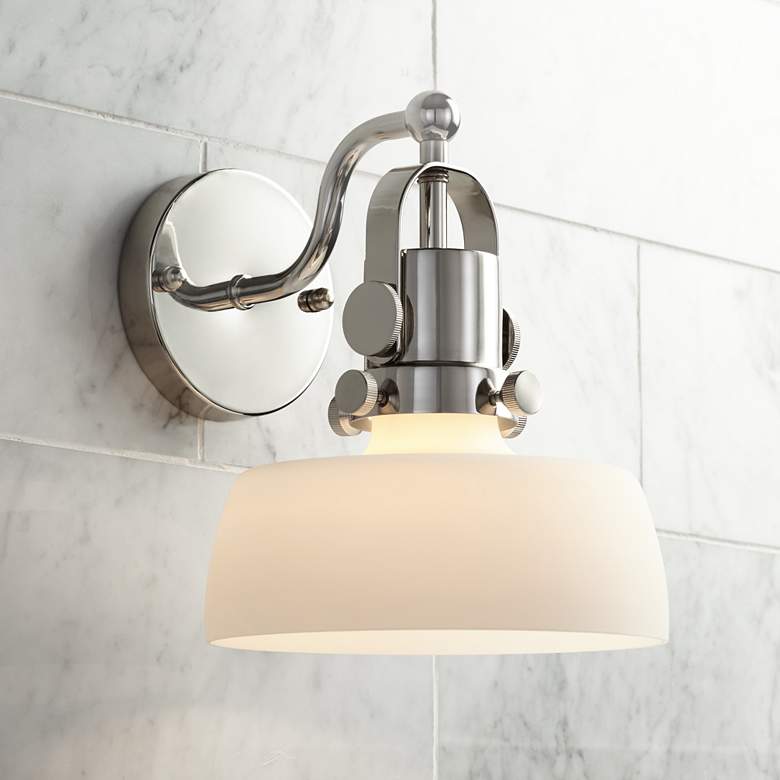 Image 1 Possini Euro Fella 9 1/2" High Polished Nickel Wall Sconce
